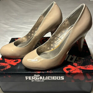 Fergalicious by Fergie Women’s 7.5 M Sammi Pumps Beige Faux Leather Stiletto
